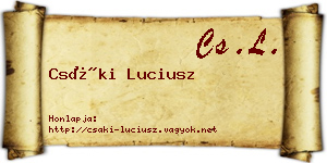 Csáki Luciusz névjegykártya